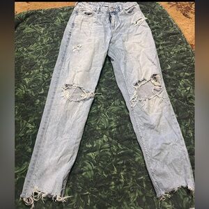 Distressed AE Curvy Mom Jean